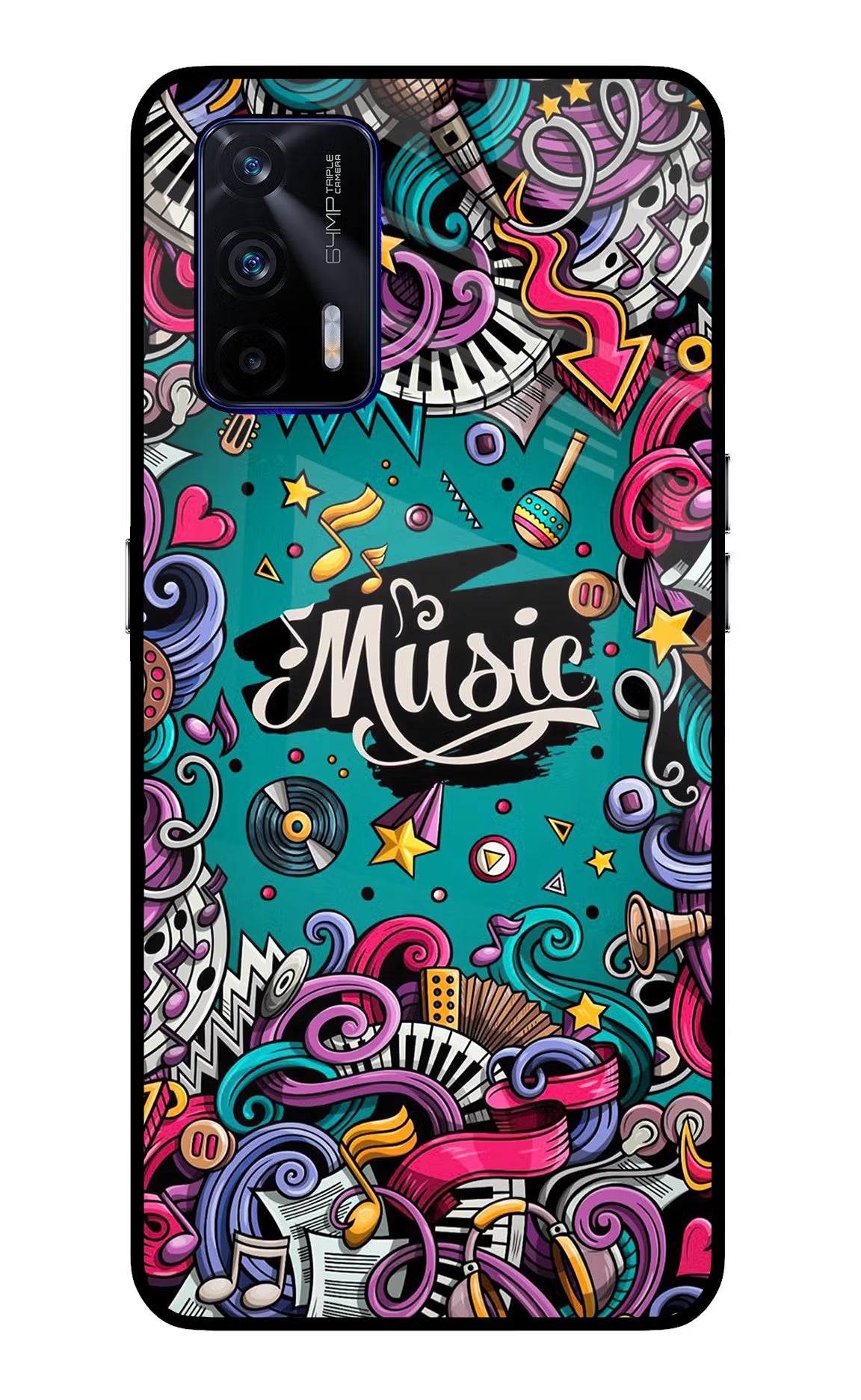 Music Graffiti Realme GT 5G Glass Case Back Cover by Casekaro