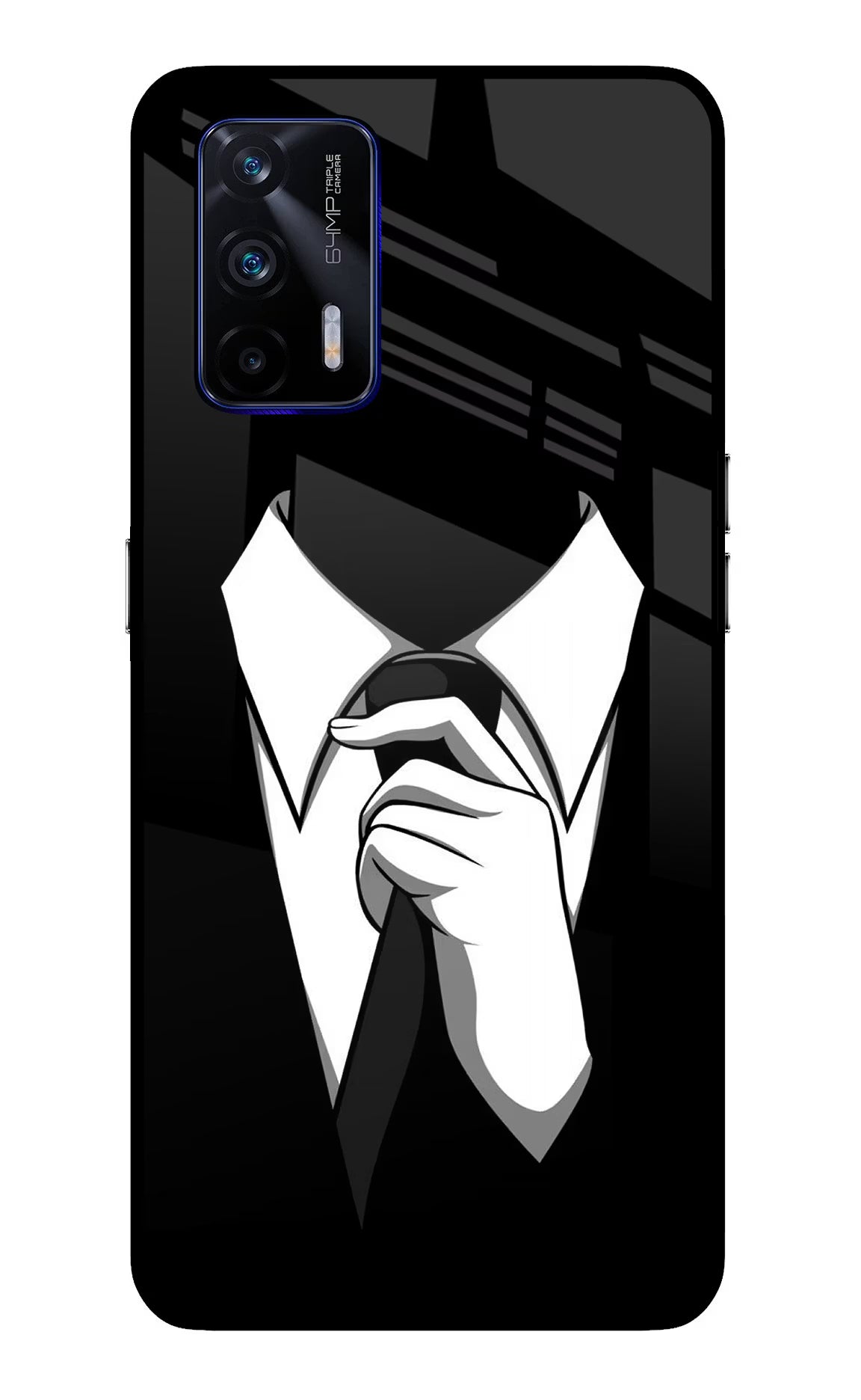 Black Tie Realme GT 5G Glass Case Back Cover by Casekaro
