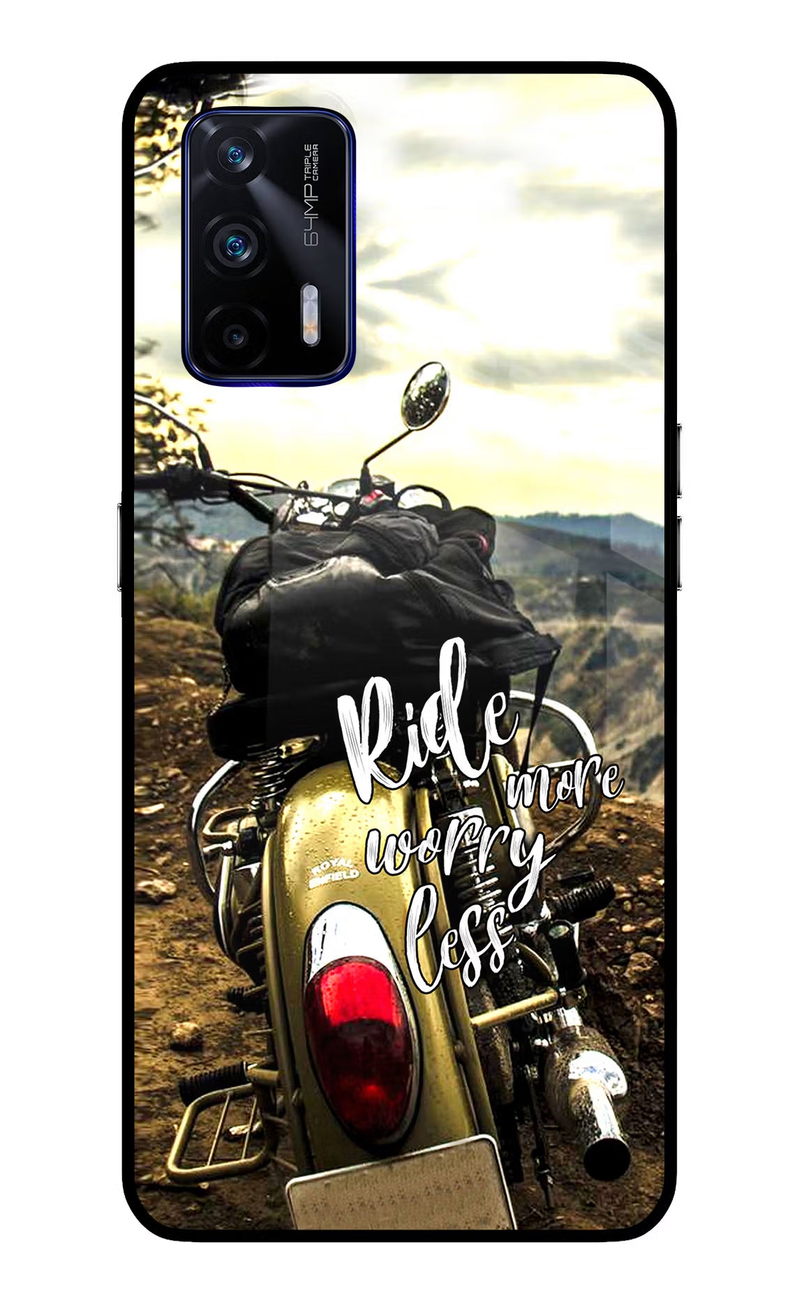 Ride More Worry Less Realme GT 5G Glass Case Back Cover by Casekaro