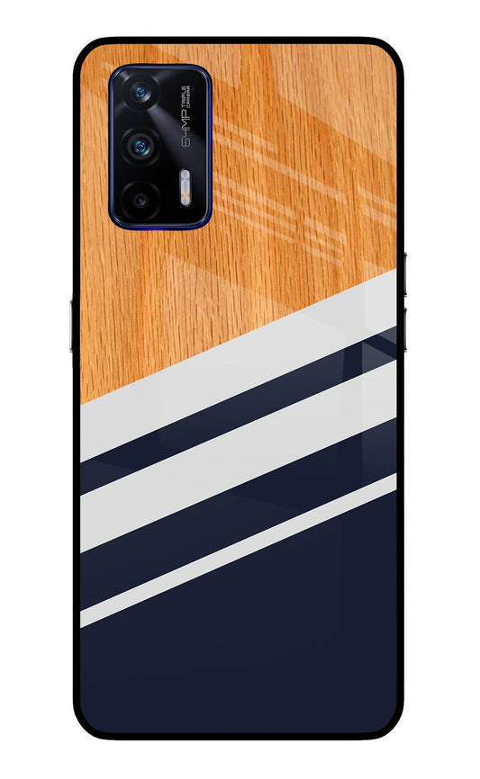 Blue and white wooden Realme GT 5G Glass Case