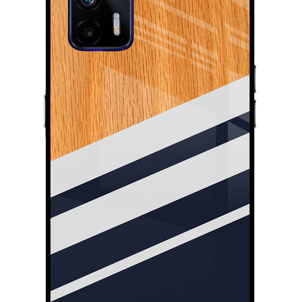 Blue and white wooden Realme GT 5G Glass Case