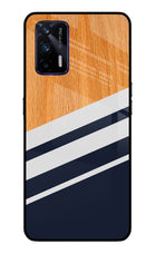 Blue and white wooden Realme GT 5G Glass Case