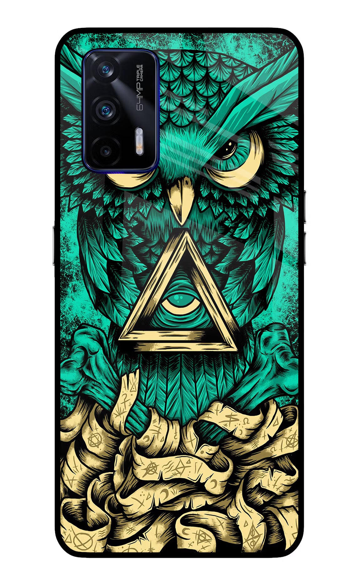 Green Owl Realme GT 5G Glass Case Back Cover by Casekaro