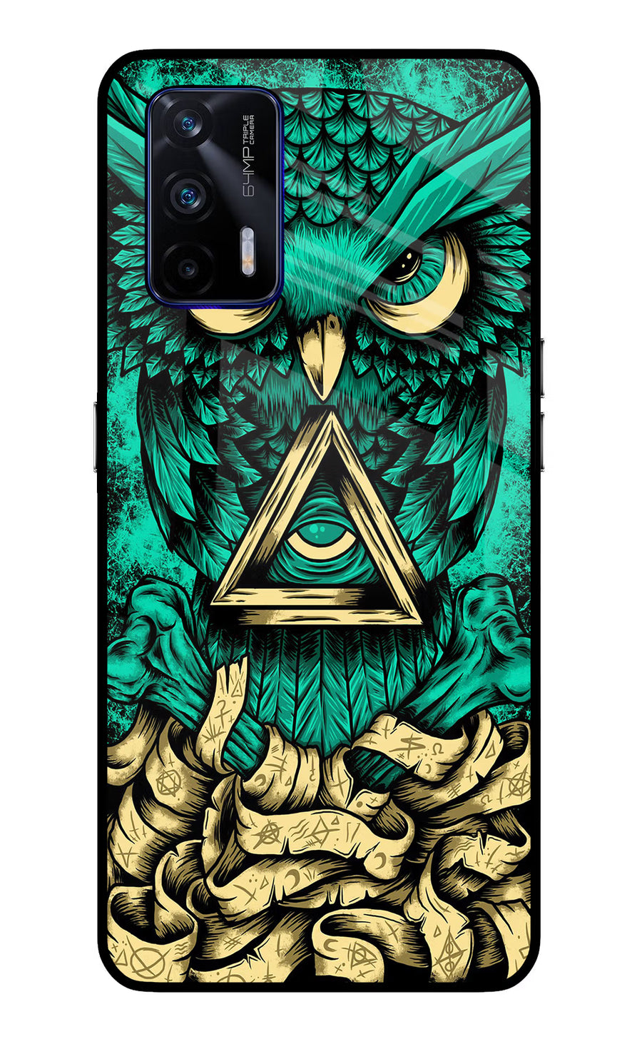 Green Owl Realme GT 5G Back Cover, Glass case