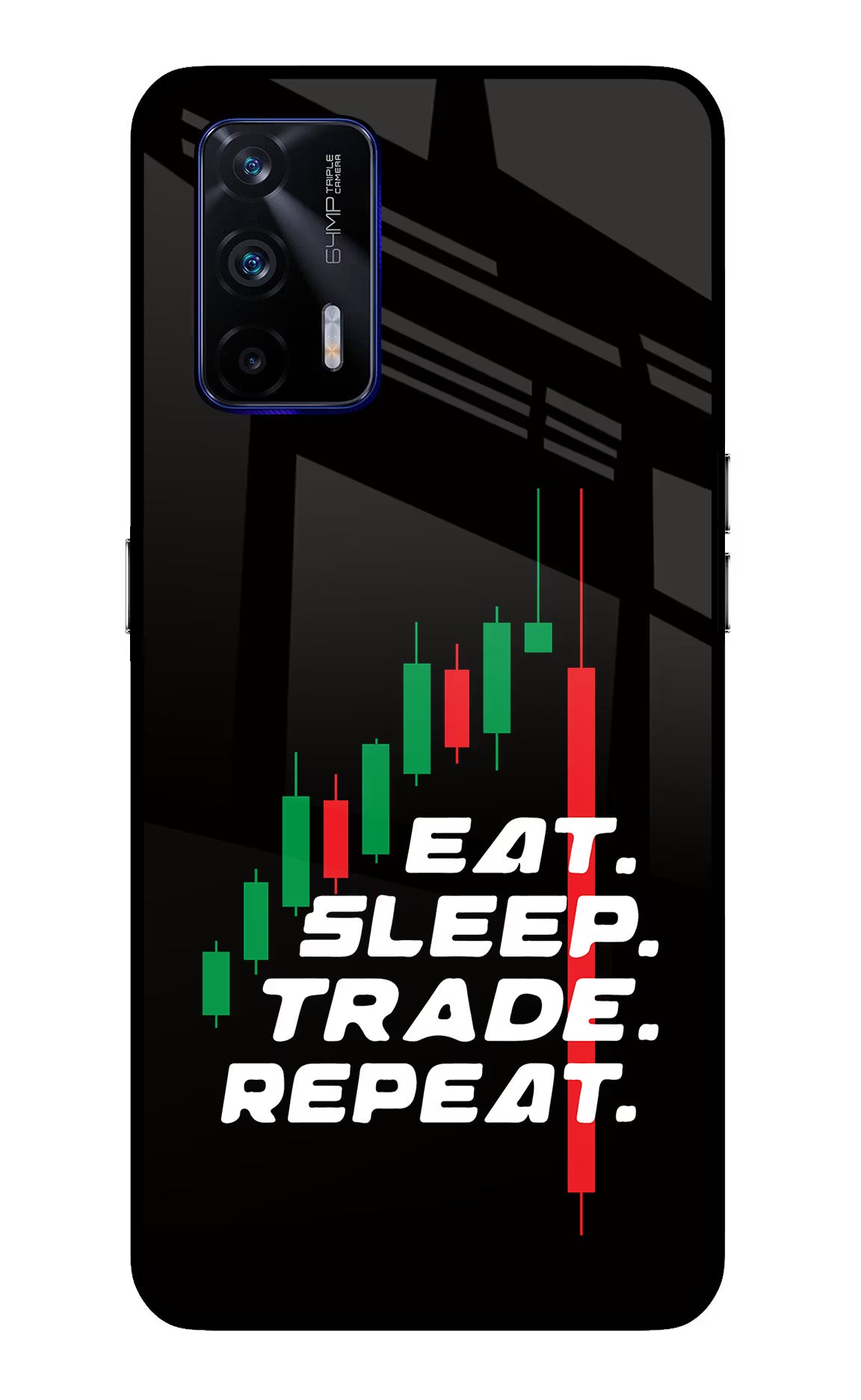 Eat Sleep Trade Repeat Realme GT 5G Glass Case Back Cover by Casekaro