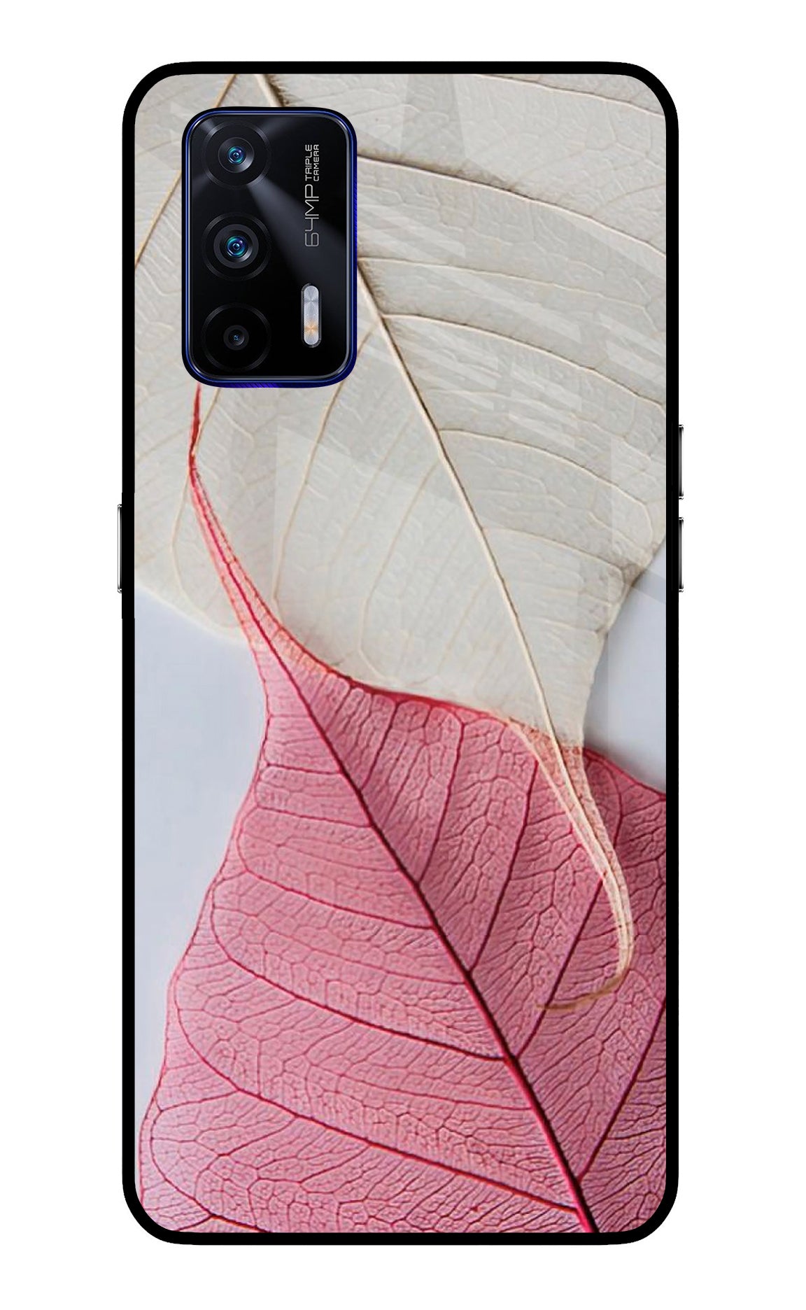 White Pink Leaf Realme GT 5G Glass Case
