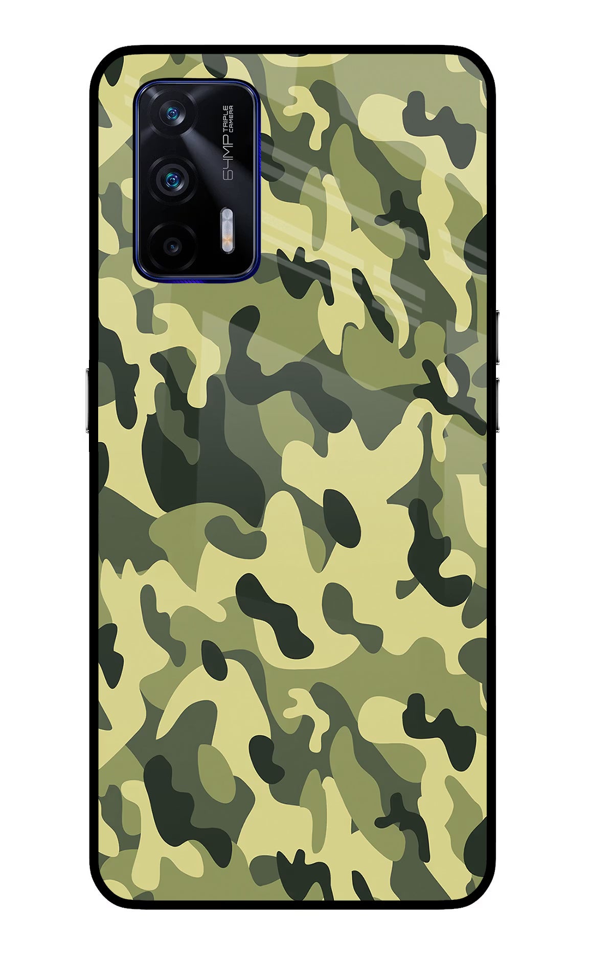 Camouflage Realme GT 5G Glass Case Back Cover by Casekaro