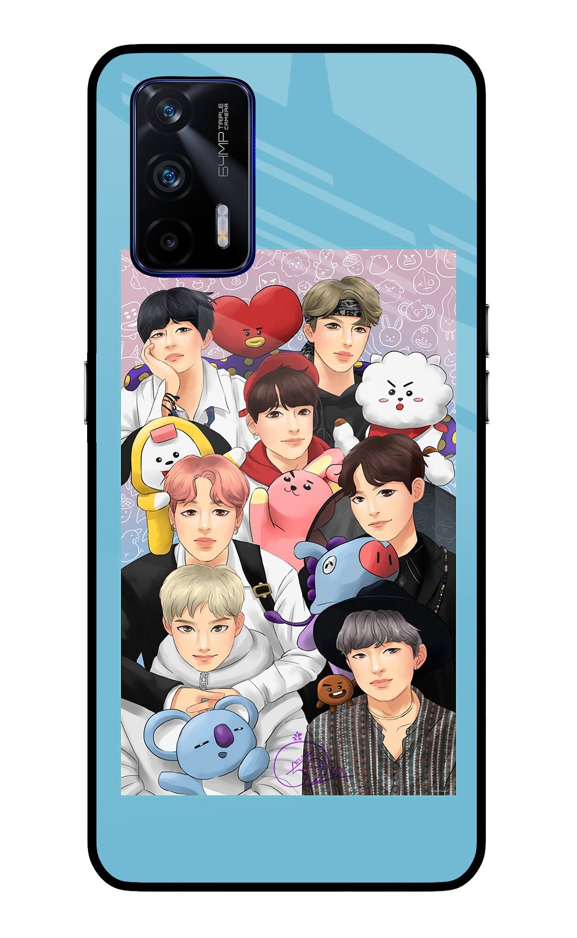 BTS with animals Realme GT 5G Glass Case