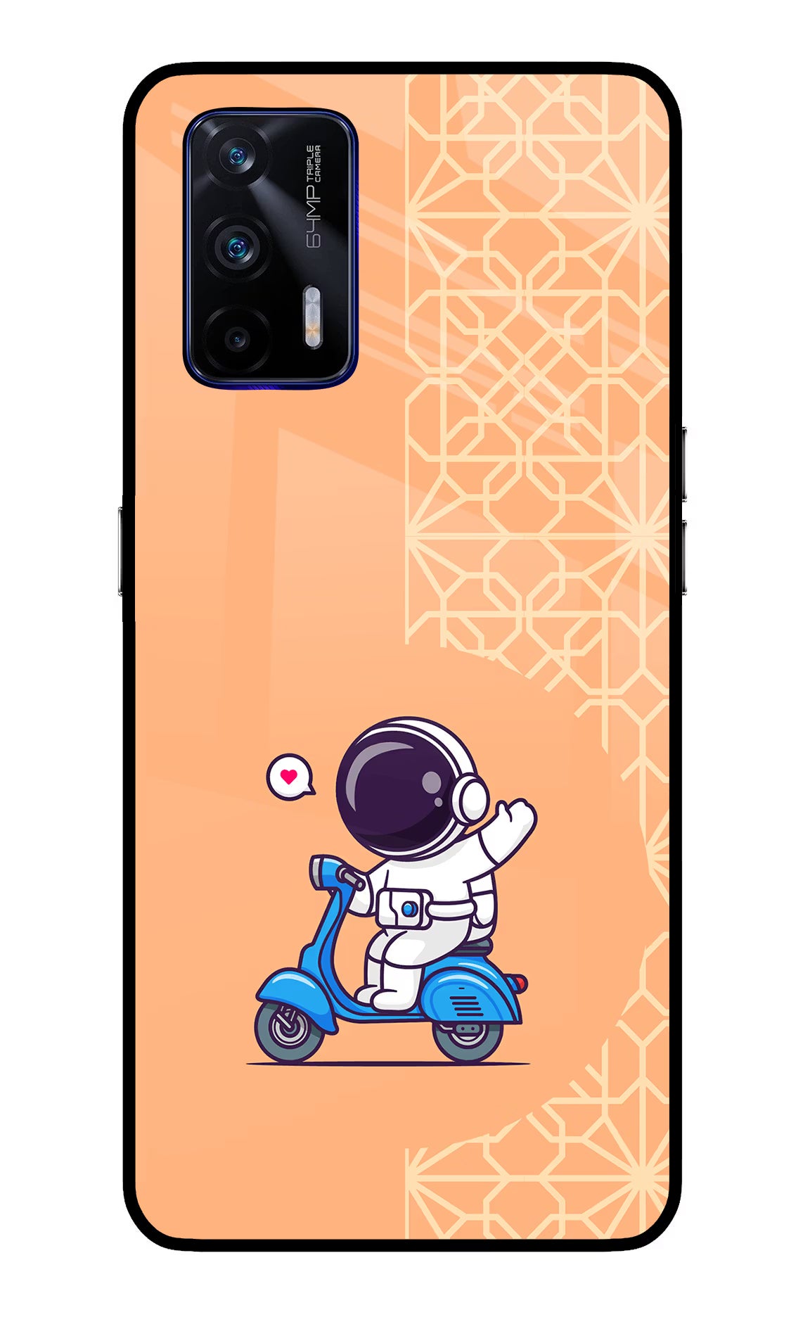 Cute Astronaut Riding Realme GT 5G Glass Case Back Cover by Casekaro