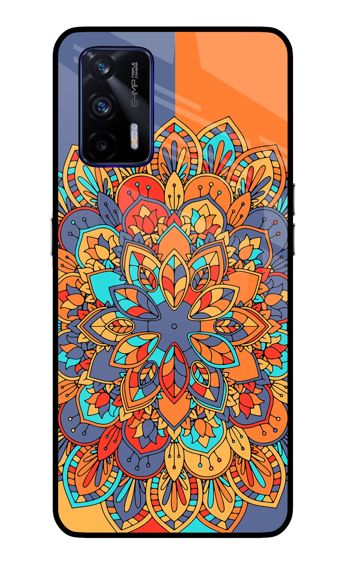 Color Mandala Realme GT 5G Glass Case Back Cover by Casekaro