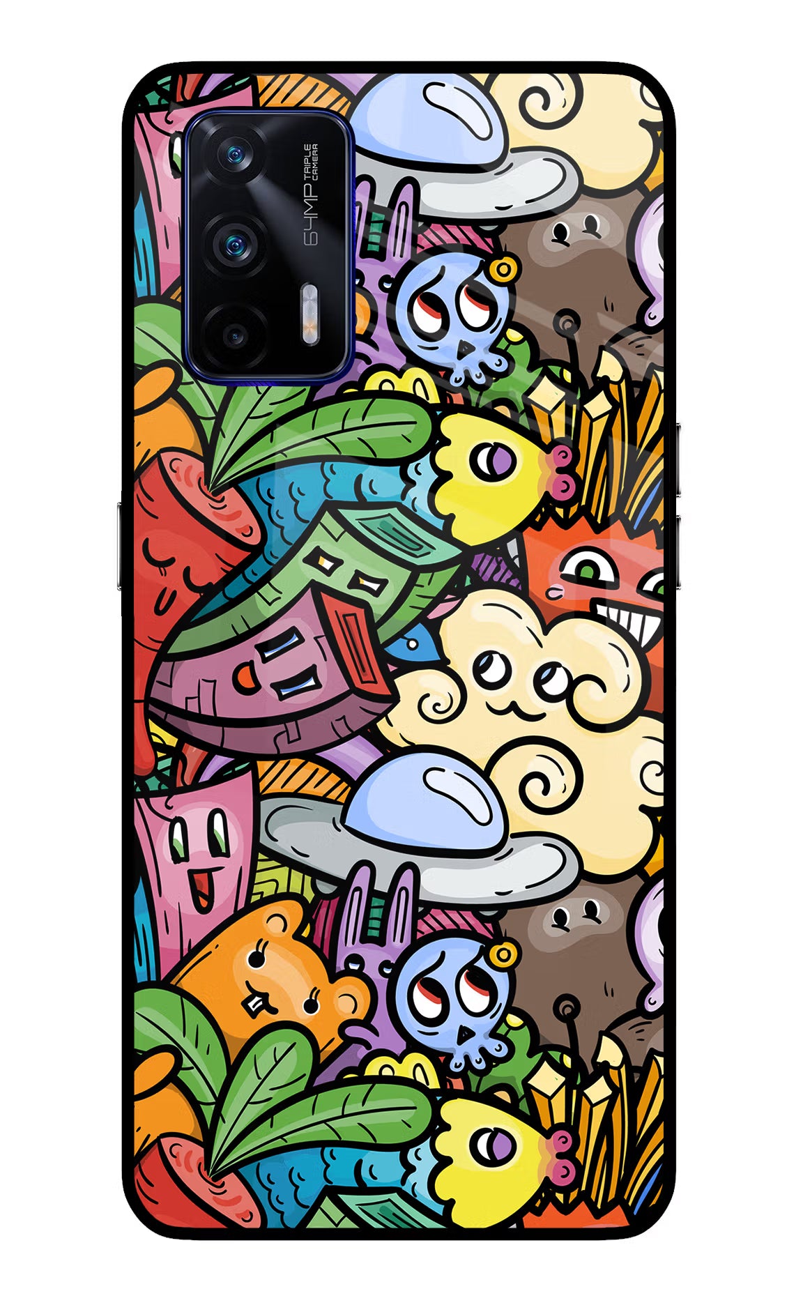 Veggie Doodle Realme GT 5G Glass Case Back Cover by Casekaro
