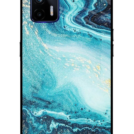Blue Glitter Marble Realme GT 5G Glass Case