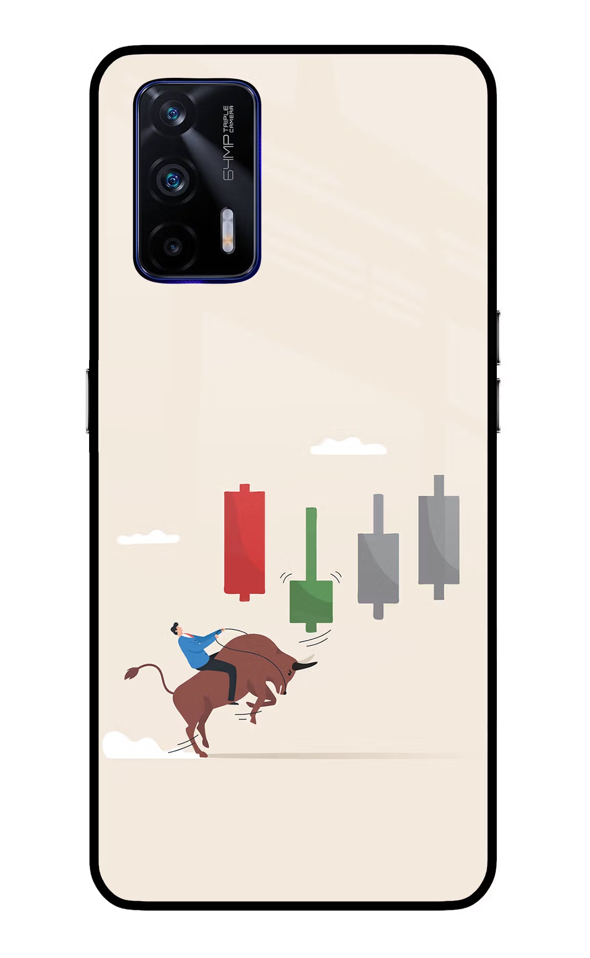 Bull Trading Momentum Realme GT 5G Glass Case Back Cover by Casekaro
