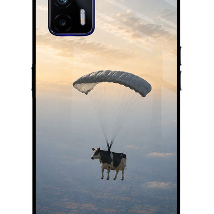 Skydiving Cow Realme GT 5G Glass Case