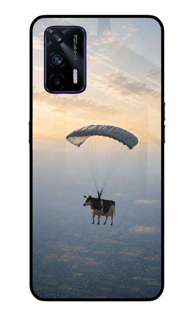 Skydiving Cow Realme GT 5G Glass Case