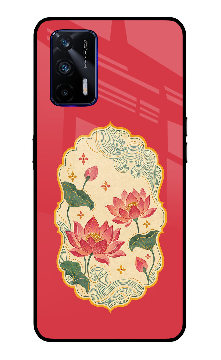 Pink Lotus Realme GT 5G Back Cover, Glass case