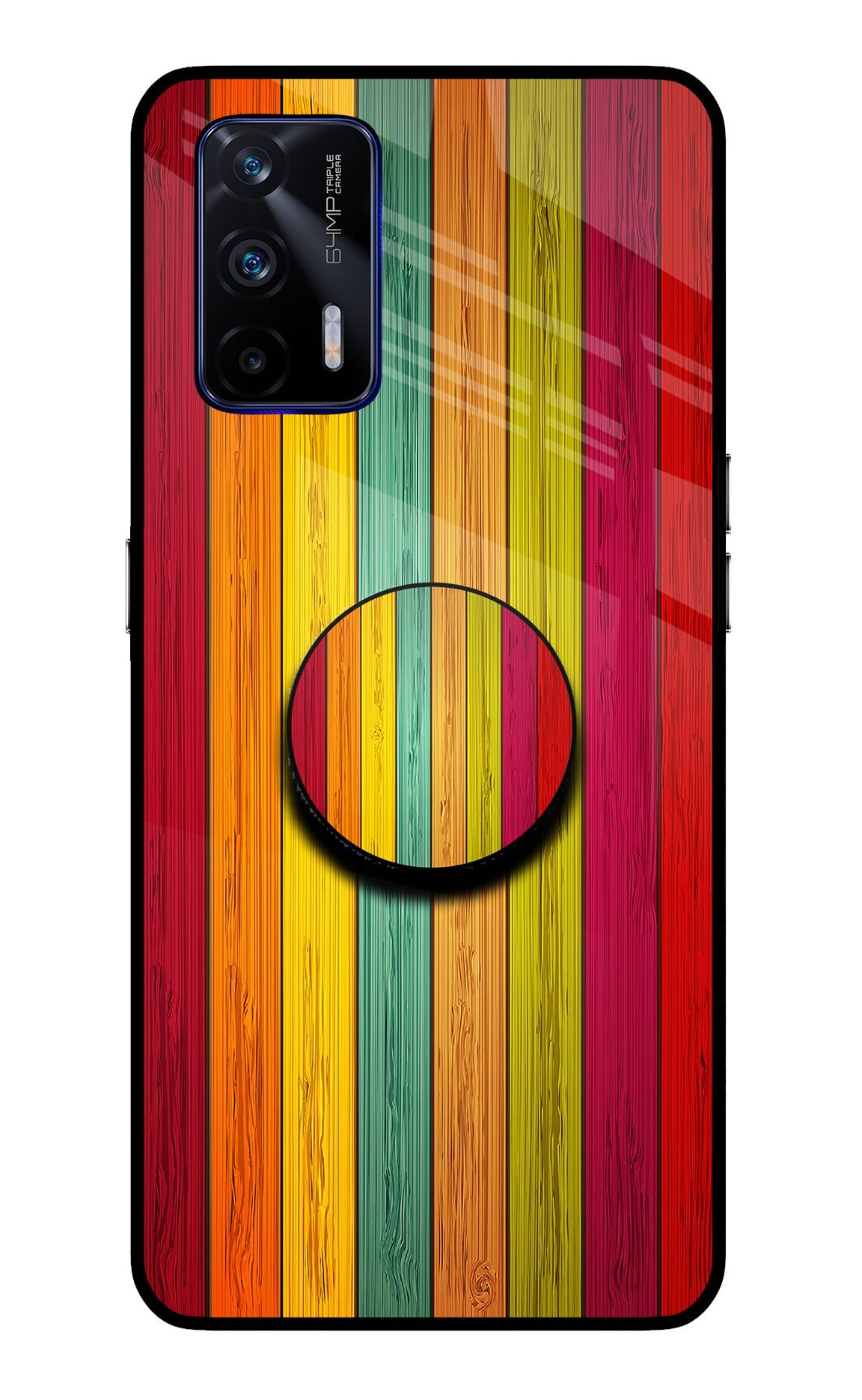 Multicolor Wooden Realme GT 5G Glass Case