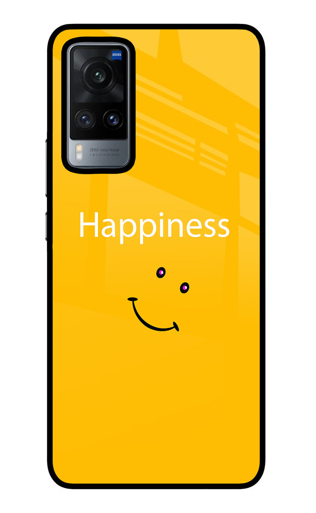 Happiness With Smiley Vivo X60 Glass Case Back Cover by Casekaro