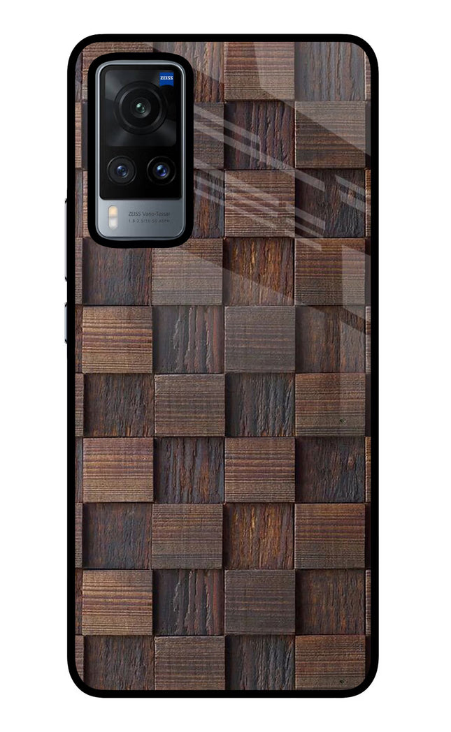 Wooden Cube Design Vivo X60 Glass Case Back Cover by Casekaro