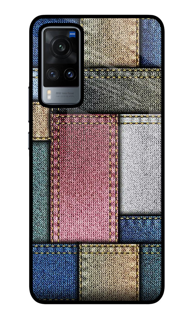 Multicolor Jeans Vivo X60 Glass Case Back Cover by Casekaro