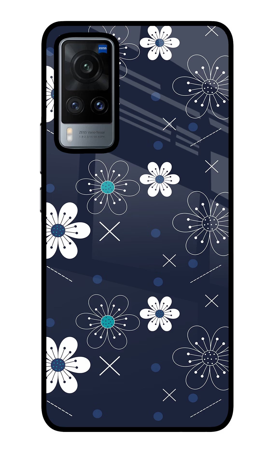 Flowers Vivo X60 Glass Case Back Cover by Casekaro