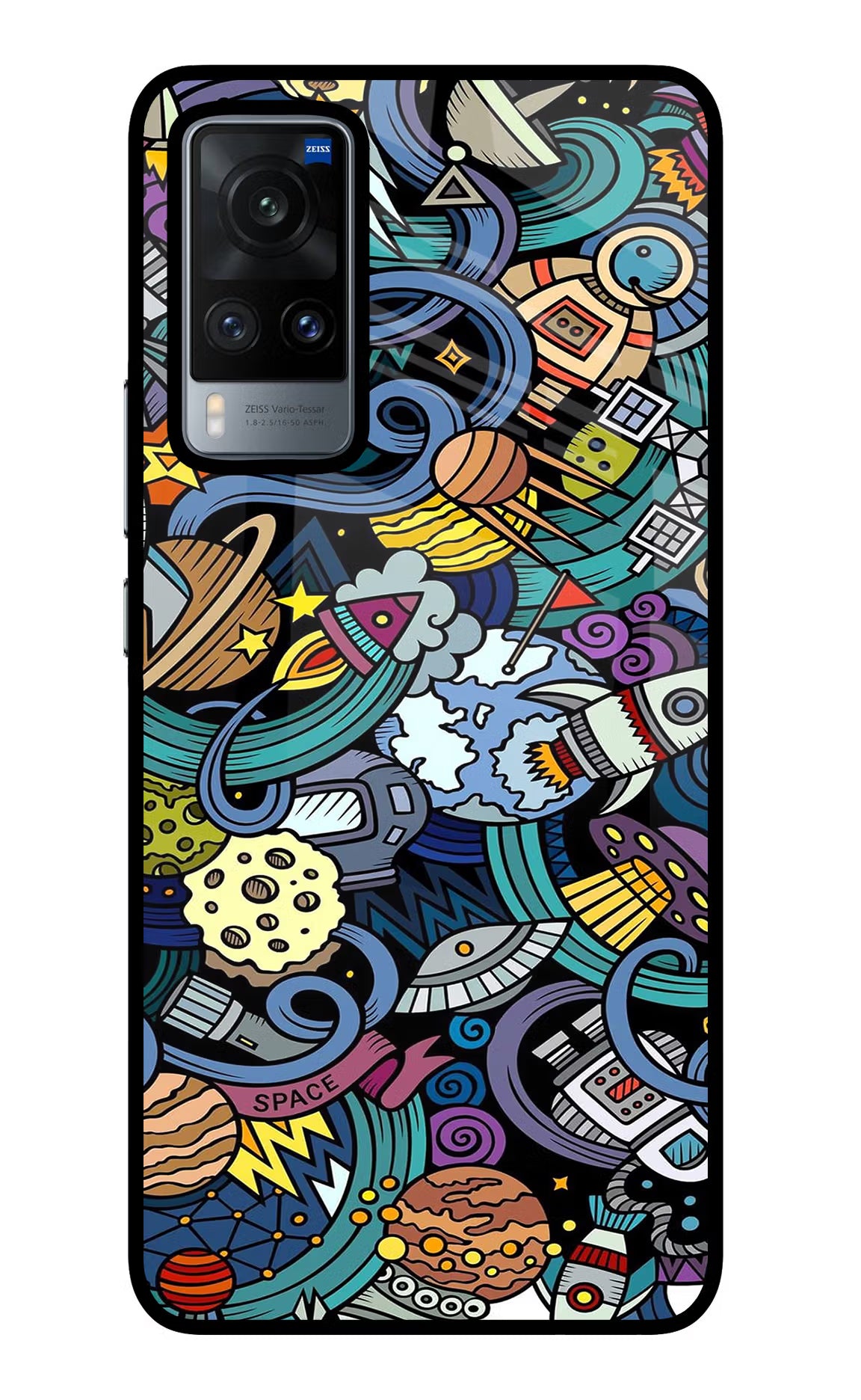 Space Abstract Vivo X60 Glass Case Back Cover by Casekaro