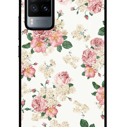 Flowers Vivo X60 Glass Case Back Cover by Casekaro