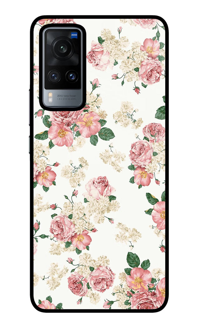 Flowers Vivo X60 Glass Case Back Cover by Casekaro