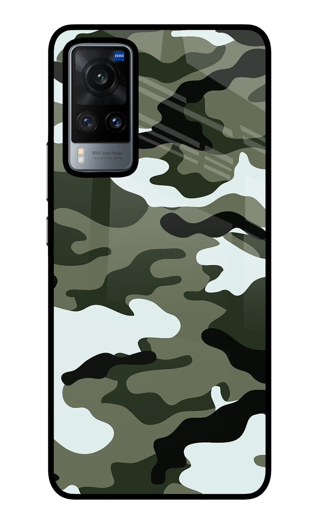 Camouflage Vivo X60 Glass Case Back Cover by Casekaro