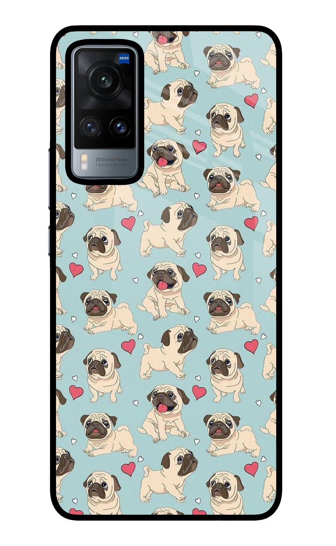 Pug Dog Vivo X60 Glass Case Back Cover by Casekaro