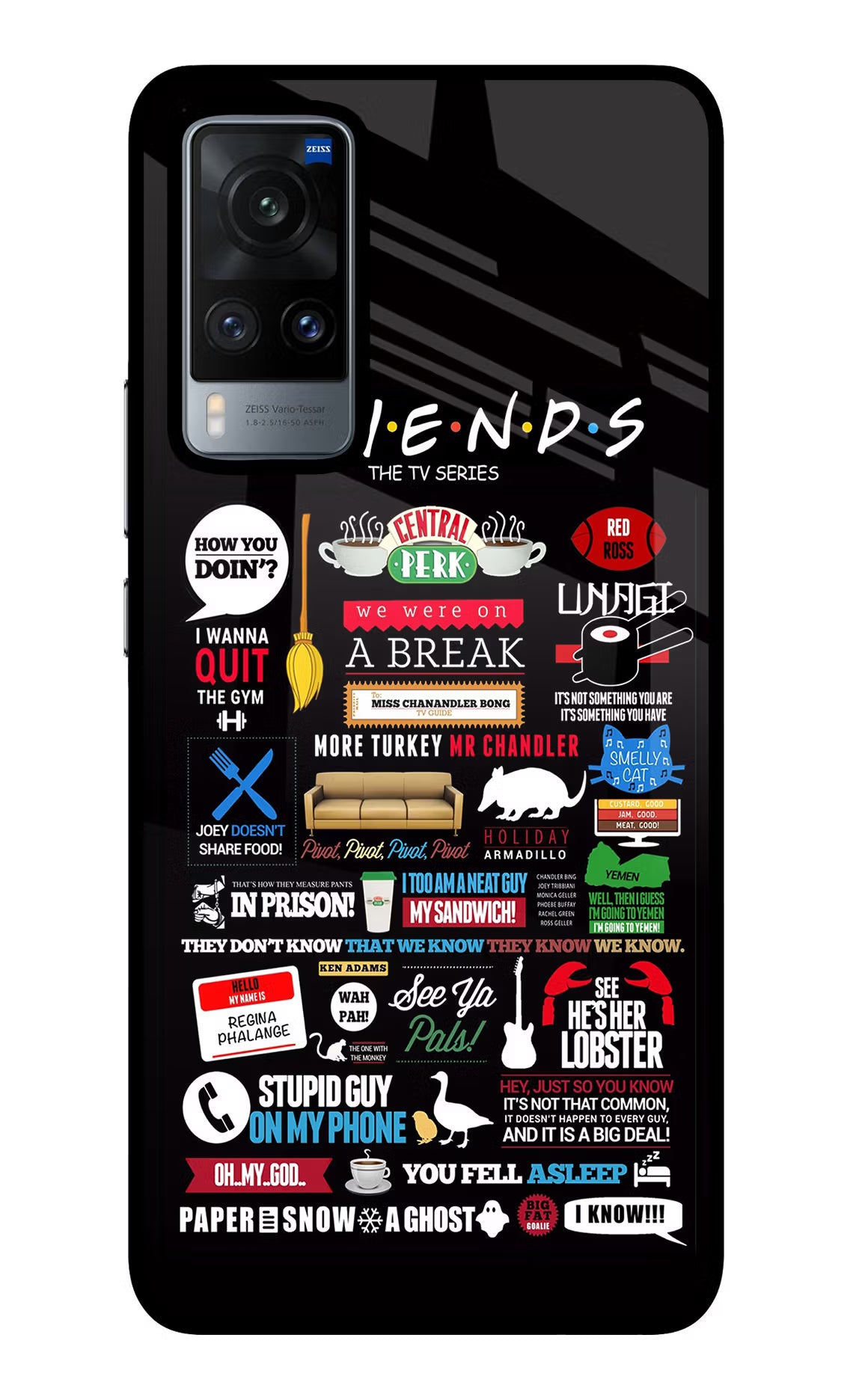 FRIENDS Vivo X60 Glass Case Back Cover by Casekaro