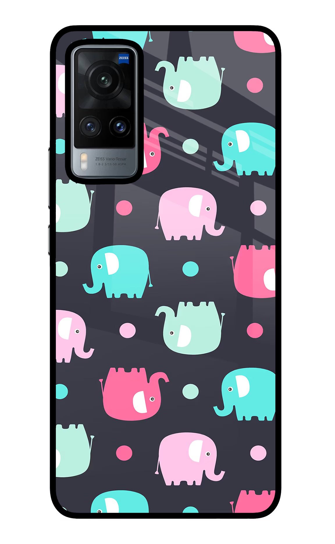Elephants Vivo X60 Glass Case Back Cover by Casekaro