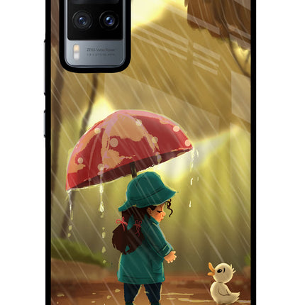 Rainy Day Vivo X60 Glass Case Back Cover by Casekaro