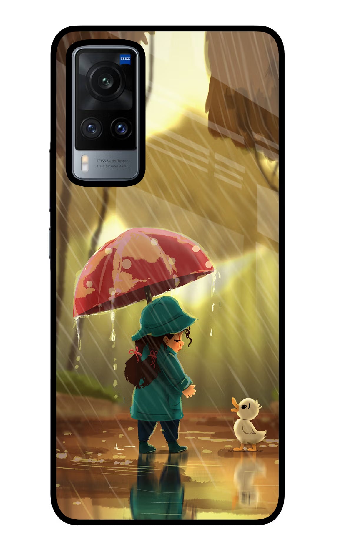 Rainy Day Vivo X60 Glass Case Back Cover by Casekaro