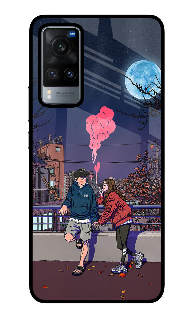 Chilling Couple Vivo X60 Glass Case Back Cover by Casekaro