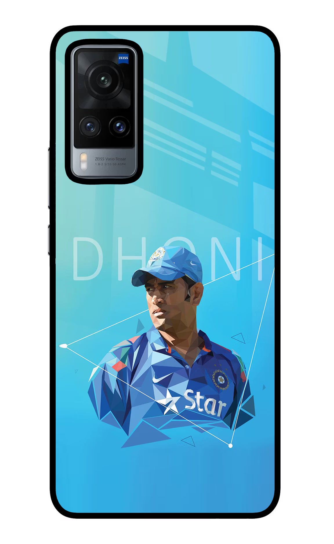 Dhoni Artwork Vivo X60 Glass Case Back Cover by Casekaro