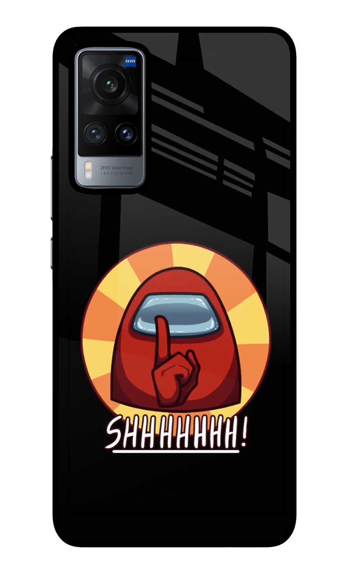 Among Us Shhh! Vivo X60 Glass Case Back Cover by Casekaro