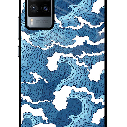 Blue Waves Vivo X60 Glass Case Back Cover by Casekaro
