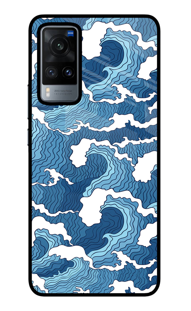 Blue Waves Vivo X60 Glass Case Back Cover by Casekaro
