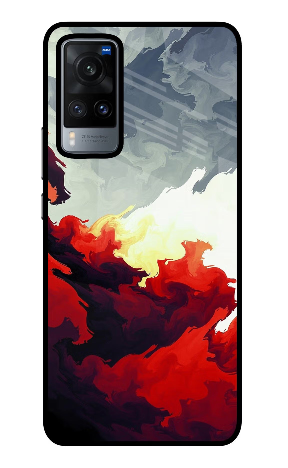 Fire Cloud Vivo X60 Glass Case Back Cover by Casekaro