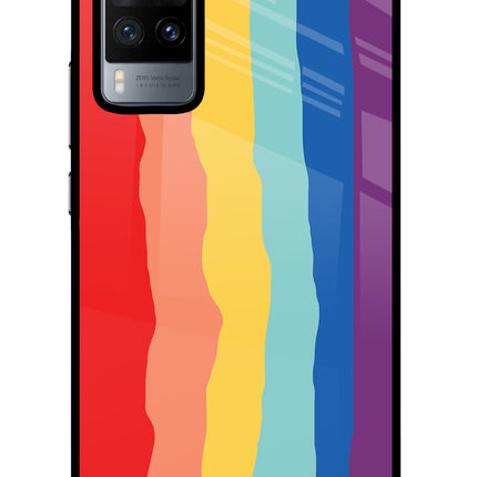 Rainbow Vivo X60 Glass Case Back Cover by Casekaro