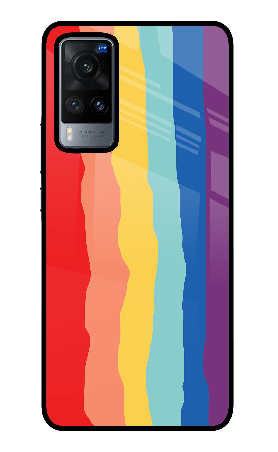 Rainbow Vivo X60 Glass Case Back Cover by Casekaro