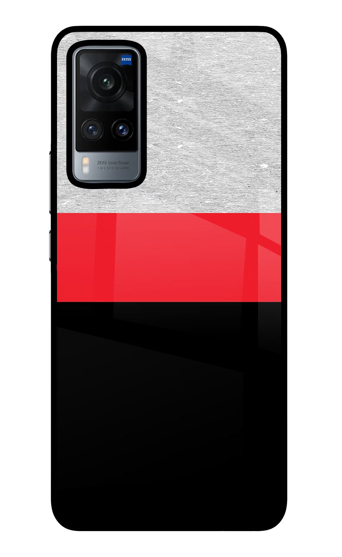Tri Color Pattern Vivo X60 Glass Case Back Cover by Casekaro