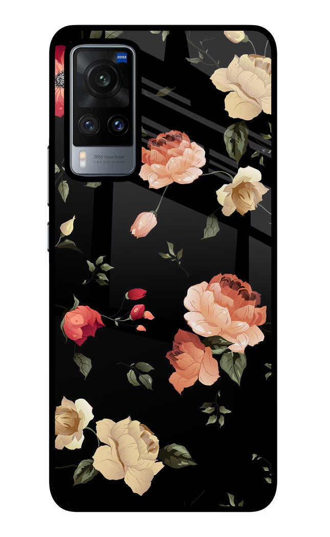 Flowers Vivo X60 Glass Case Back Cover by Casekaro