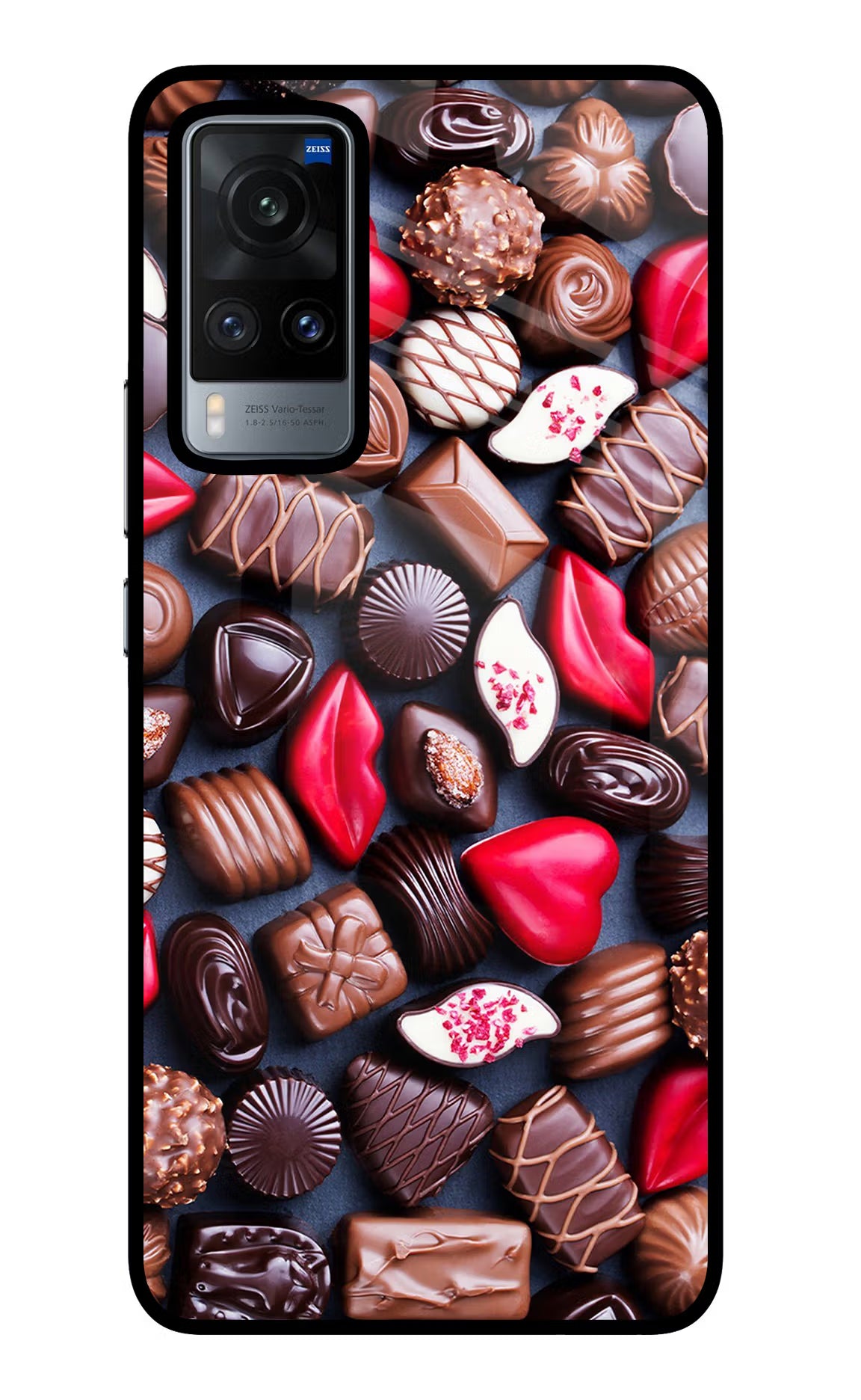 Chocolates Vivo X60 Glass Case Back Cover by Casekaro