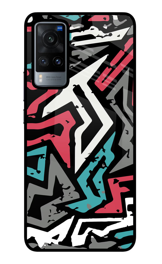 Geometric Graffiti Vivo X60 Glass Case Back Cover by Casekaro