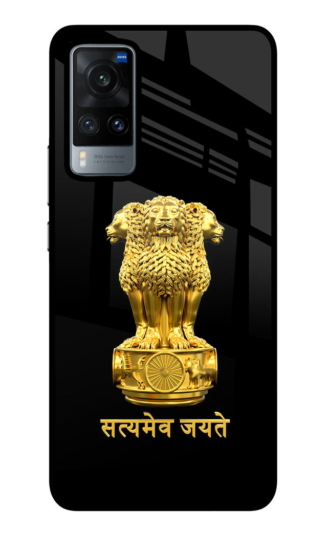 Satyamev Jayate Golden Vivo X60 Glass Case Back Cover by Casekaro