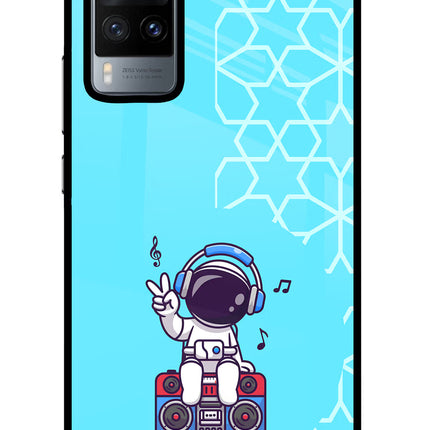 Cute Astronaut Chilling Vivo X60 Glass Case Back Cover by Casekaro