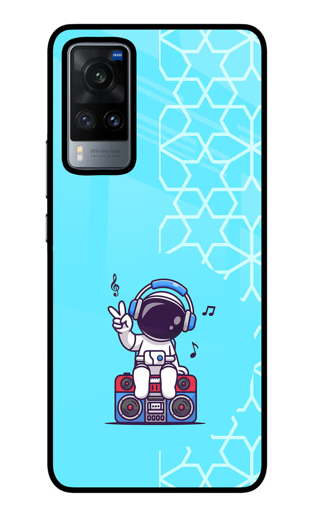 Cute Astronaut Chilling Vivo X60 Glass Case Back Cover by Casekaro