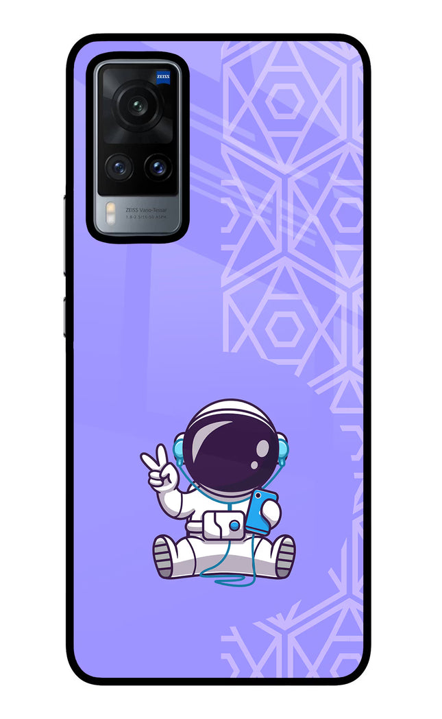 Cute Astronaut Chilling Vivo X60 Glass Case Back Cover by Casekaro